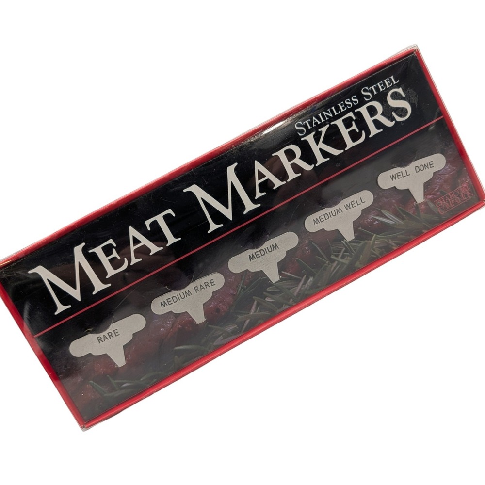 Charcoal Companion Meat Markers CC5040 Stainless Steel Silver Set of 5 BBQ Tool